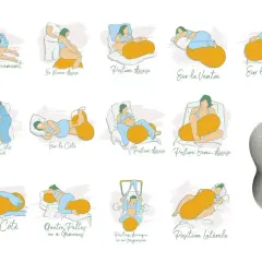 Diverses positions pour aider bébé à descendre dans le bassin, incluant des exercices sur ballon.