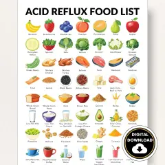 Liste d'aliments pour l'alimentation anti acide : fruits, légumes, viandes maigres, poissons, céréales complètes, produits laitiers faibles en gras, noix et boissons.