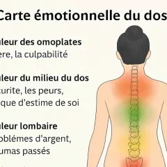 Carte émotionnelle du dos : la douleur du milieu du dos liée à l'insécurité, aux peurs et au manque d'estime de soi.