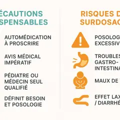 Précautions et risques de surdosage du malate de magnésium : automédication à proscrire, avis médical impératif, troubles gastro-intestinaux, maux de ventre, effet laxatif/diarrhée.