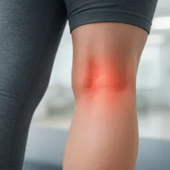 Douleur derrière le genou, peut-être liée à une mauvaise circulation. La zone est rougie, indiquant une inflammation.