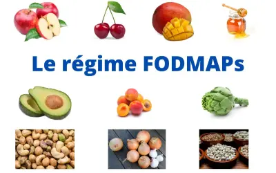 Le régime FODMAPs : pommes, cerises, mangue, miel, avocat, abricots, artichaut, noix, oignons, ail, lentilles et haricots.