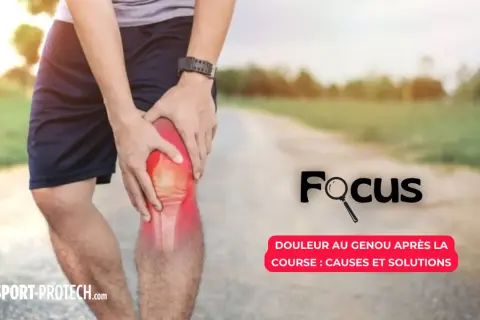 Un coureur tient son genou douloureux, rouge et enflammé. Focus sur la douleur au genou après la course : causes et solutions.