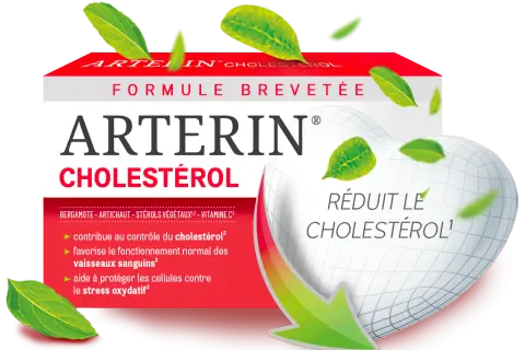 Arterin, une formule brevetée avec vitamine pour baisser le cholestérol. Aide au contrôle du cholestérol et à la protection des cellules.