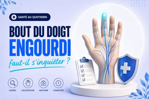 Main gauche engourdie, le bout du doigt est affecté. Causes, localisation, que faire, consulter.