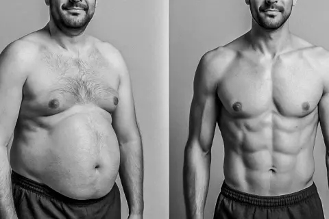 Avant/après : un homme perd sa graisse abdominale pour révéler des abdominaux sculptés.