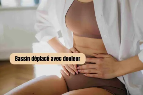 Femme enceinte tenant son ventre, souffrant de douleur au bassin. Comment soulager cette gêne ?