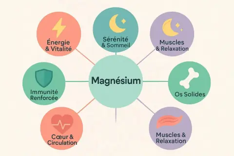 Le magnésium est essentiel pour l'énergie, le sommeil, les muscles, les os, le cœur et peut aider à combattre la dépression.