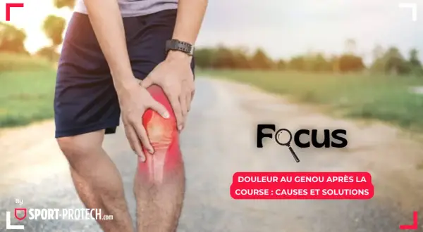 Un coureur tient son genou douloureux, rouge et enflammé. Focus sur la douleur au genou après la course : causes et solutions.