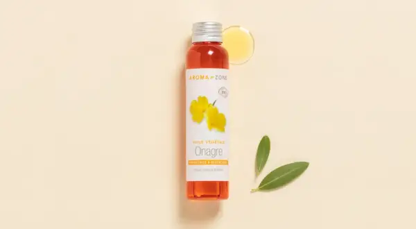 Flacon d'huile d'onagre bio, protectrice et régénérante. Idéal pour peaux, cheveux et ongles, et peut aider durant la ménopause.