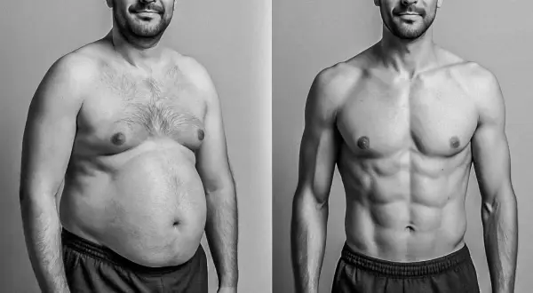 Avant/après : un homme perd sa graisse abdominale pour révéler des abdominaux sculptés.