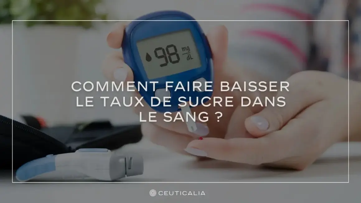 Mesure du taux de sucre dans le sang. Comment faire baisser le taux de sucre dans le sang ? Le résultat est 98 mg/dL.