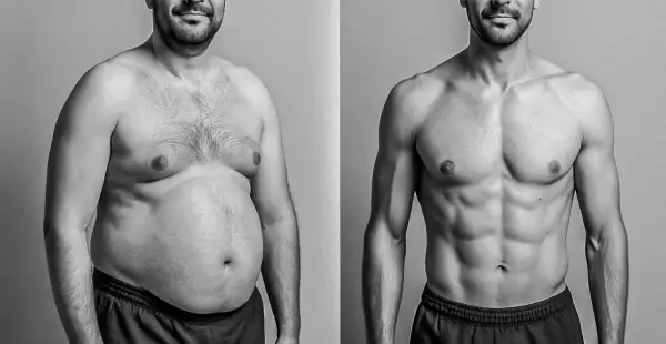 Avant/après : un homme perd sa graisse abdominale pour révéler des abdominaux sculptés.